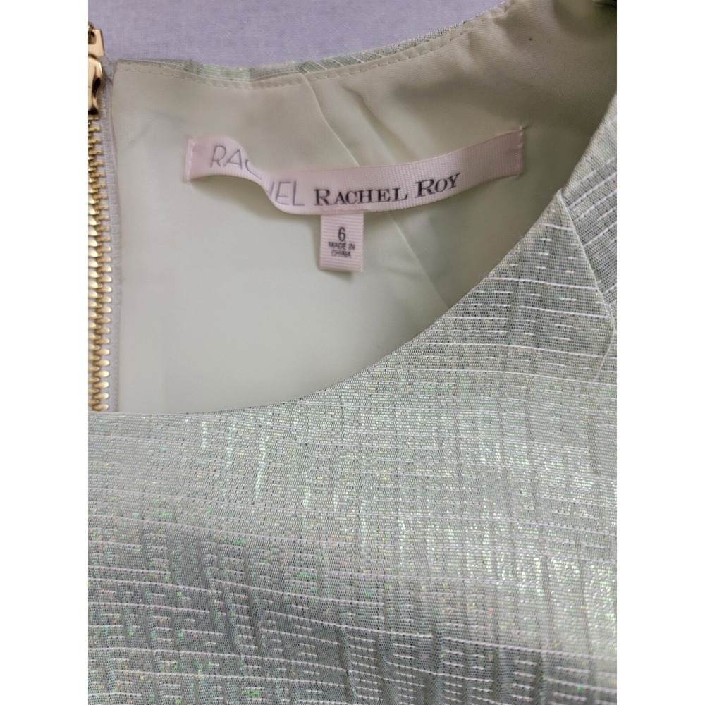 Rachel Rachel Roy Sheath Dress Women 6 Pale Green‎ Metallic Shimmer Retro Glitzy - Picture 3 of 10